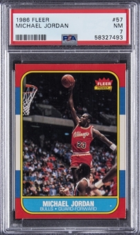 1986-87 Fleer #57 Michael Jordan Rookie Card - PSA NM 7